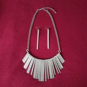 Silver Necklace and Earring Set